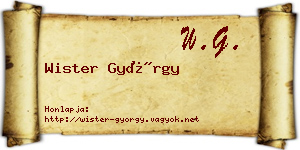 Wister György névjegykártya